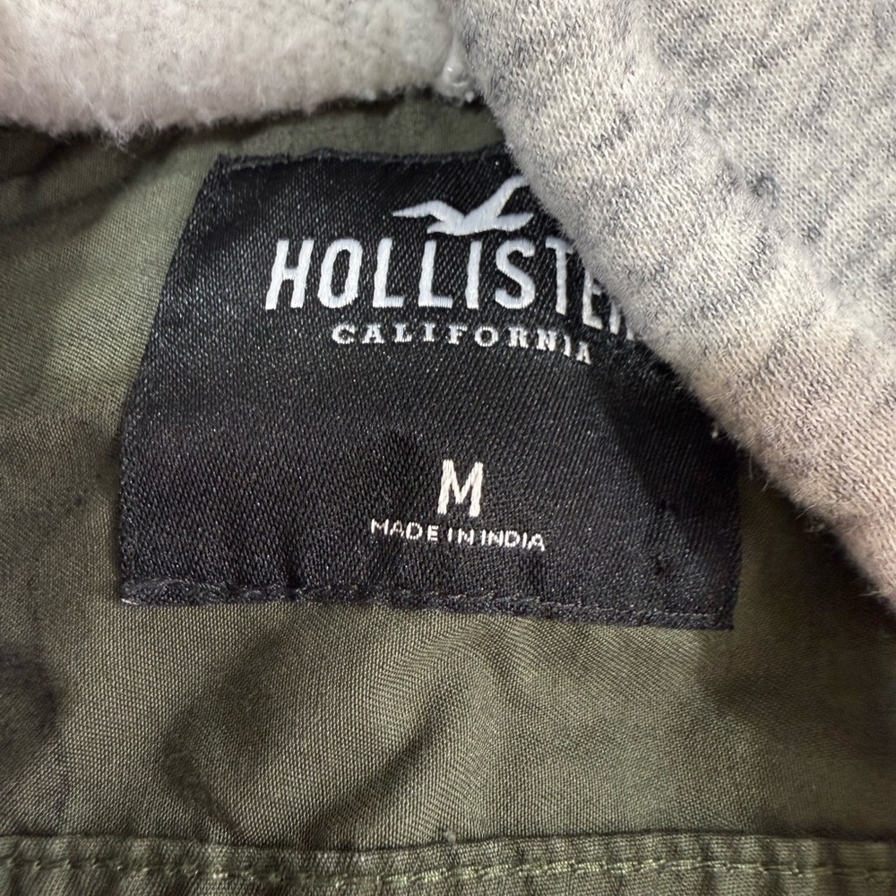 Hollister Green Camo Hooded 100% cotton Shirt sz M - Picture 7 of 9
